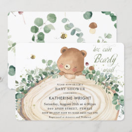 Invitación Verde de oso suave género Neutral Baby Shower Invi