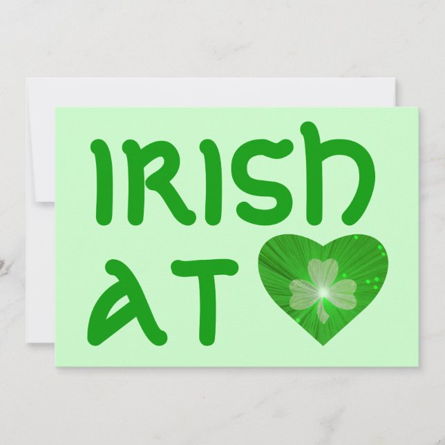 Invitación verde de Shamrock Heart "Irish at Heart (Anverso)