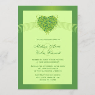 Invitación verde del boda del corazón de los