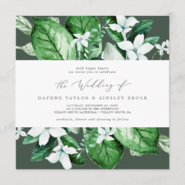 Invitación Verde del bosque | Cuadrado de boda verde cazador