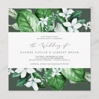 Invitación Verde del bosque | Cuadrado de boda verde cazador