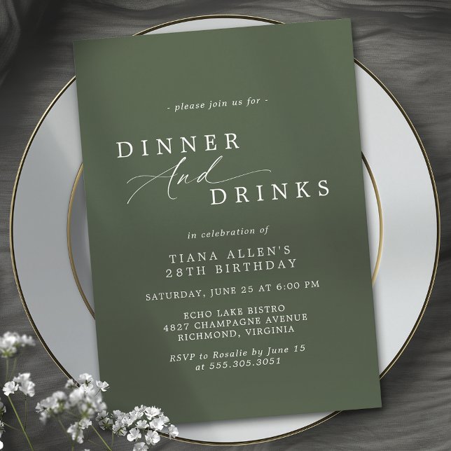 Invitación Verde del bosque oscuro | Cena de cumpleaños de ti (Subido por el creador)