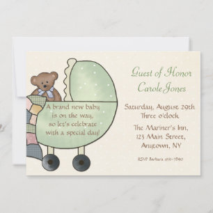 Invitación Verde del carro de bebé