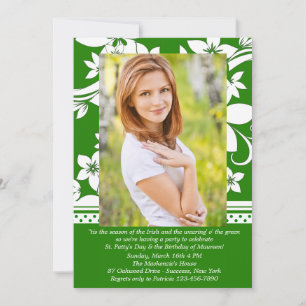 Invitación verde del cumpleaños de la foto de la d