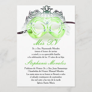 Invitación verde del cumpleaños de Quinceanera de