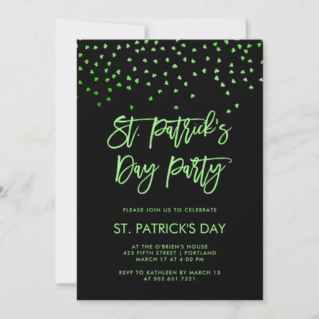 Invitación Verde del fiesta el | del día del St Patricks y (Anverso)