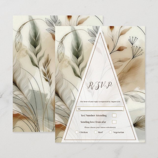 Invitación Verde Delicado Moderno Botánico Boho Boda RSVP (Anverso / Reverso)