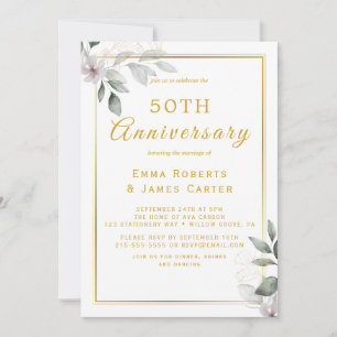 Invitación Verde dorado 50 aniversario 