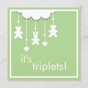 Invitación verde dulce de Baby Shower de los tríos
