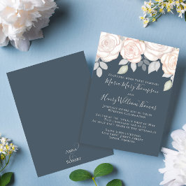 Invitación Verde Elegante acuarela Rústica Floral Gris