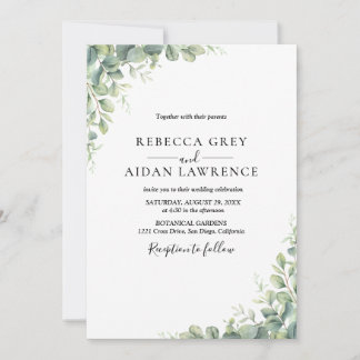 Invitación Verde elegante de eucalipto