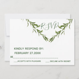 Invitación Verde elegante hojas geométricas rama RSPV