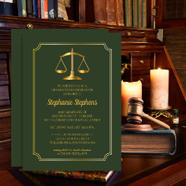 Invitación Verde elegante | Partido de Graduación de Abogados