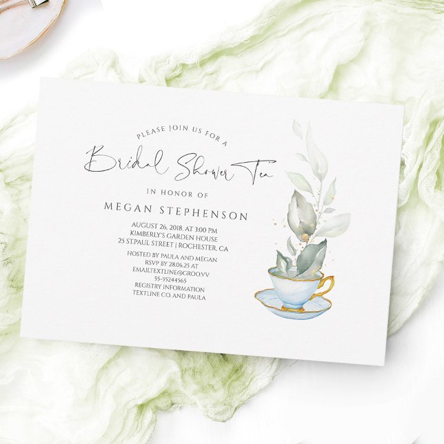 Invitación Verde Elegante Té de ducha de novia (Subido por el creador)