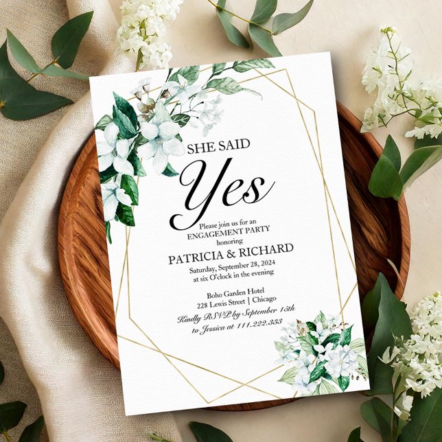 Invitación Verde Ella Dijo Sí Fiesta de Compromiso (Subido por el creador)