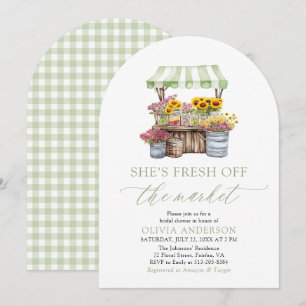 Invitación Verde Ella Está Fresca Salida Del Mercado Despedid