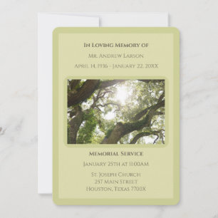 Invitación Verde en el funeral de los Árboles de memoria amor