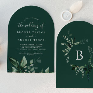 Invitación Verde Esmeralda Boda del Arco Verde Oscuro