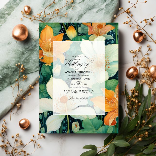 Invitación Verde esmeralda, cobre y Boda de marfil (Subido por el creador)
