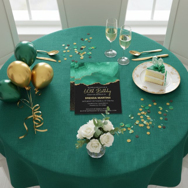 Invitación Verde Esmeralda Dorado Brillo Acuarela (Subido por el creador)