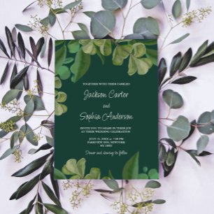 Invitación Verde esmeralda Elegante vegetación rústica hojas