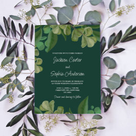 Invitación Verde esmeralda Elegante vegetación rústica hojas 
