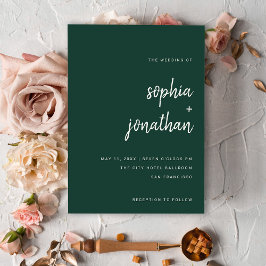 Invitación Verde esmeralda Minimalista moderno | BODA