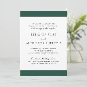 Invitación Verde Esmeralda Mínimo Moderno Todo En Un Boda