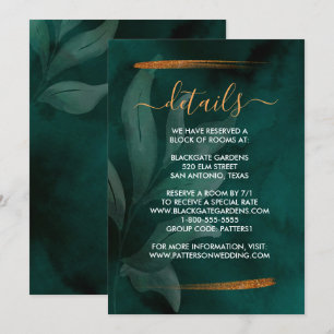 Invitación verde esmeralda moderno y hojas Gabinete
