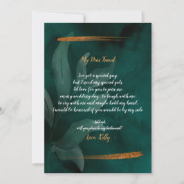 Invitación verde esmeralda moderno y salada será mi dama de h