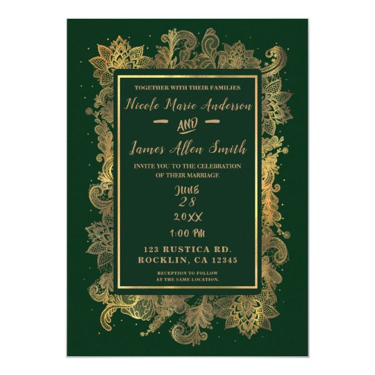 Invitación Verde Esmeralda Oscuro Y Boda Floral Elegante Del | Zazzle.es