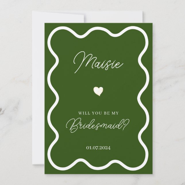 Invitación Verde esmeralda serás mi propuesta de dama de hono (Anverso)