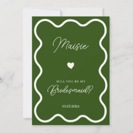 Invitación Verde esmeralda serás mi propuesta de dama de hono