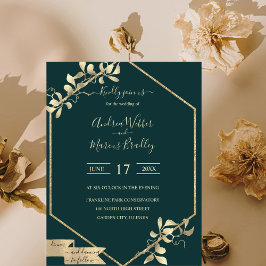 Invitación Verde esmeralda y champán