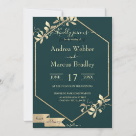 Invitación Verde esmeralda y champán
