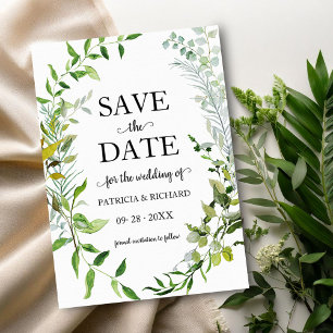 Invitación Verde Eucalipto Boda Guardar La Fecha