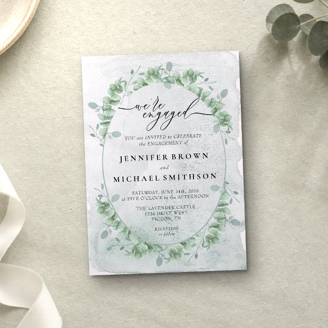 Invitación Verde Eucalipto Caligrafía Firma Comprometida (Subido por el creador)