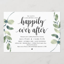 Invitación Verde Eucalipto, Cena de Ensayo de Boda