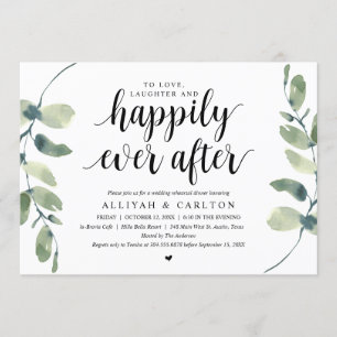 Invitación Verde Eucalipto, cena de ensayo de boda
