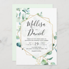 Invitación Verde eucalipto con marco geométrico