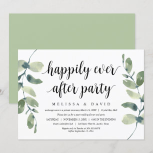 Invitación Verde Eucalipto, Elopement de Boda Moderno