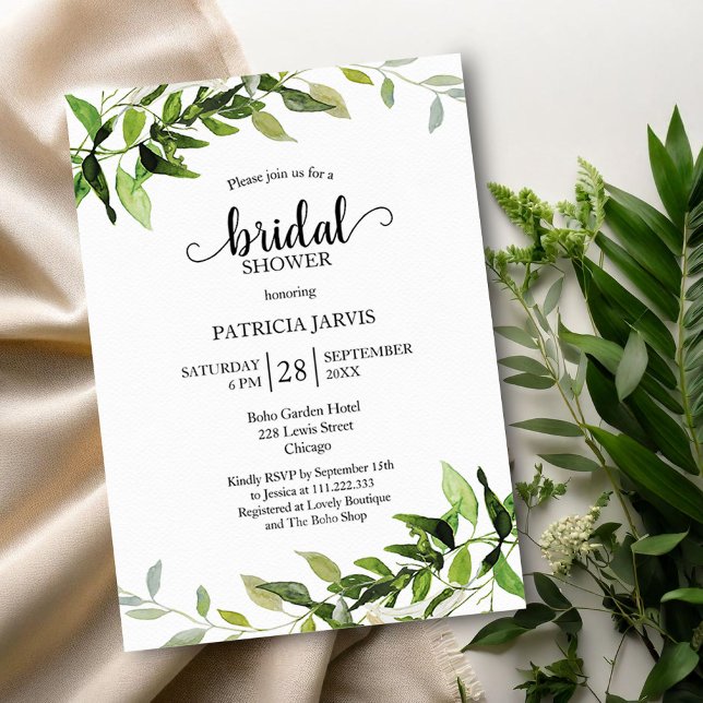 Invitación Verde Eucalipto Follaje Desayuno de Novia (Subido por el creador)