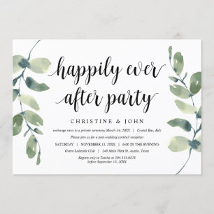 Invitación Verde Eucalipto, Negro, Huida de Boda