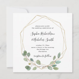 Invitación Verde eucalipto simple | Boda geométrico