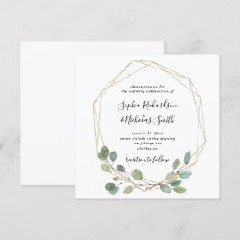 Invitación Verde eucalipto simple | Boda geométrico