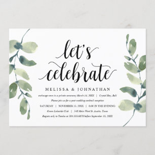 Invitación Verde Eucalipto, Tinta Negra, Huida de Novios