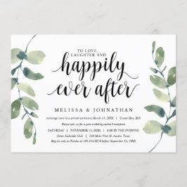 Invitación Verde Eucalipto, Tinta Negra, Huida de Novios