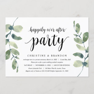 Invitación Verde Eucalipto, Tinta Negra, Huida de Novios