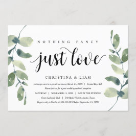 Invitación Verde Eucalipto, Tinta Negra, Huida de Novios