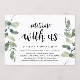 Invitación Verde Eucalipto, Tinta Negra, Huida de Novios